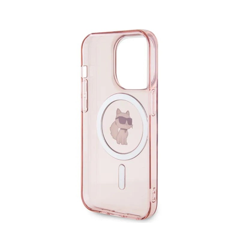 Karl Lagerfeld IML Choupette MagSafe – dėklas iPhone 15 Pro (rožinis)