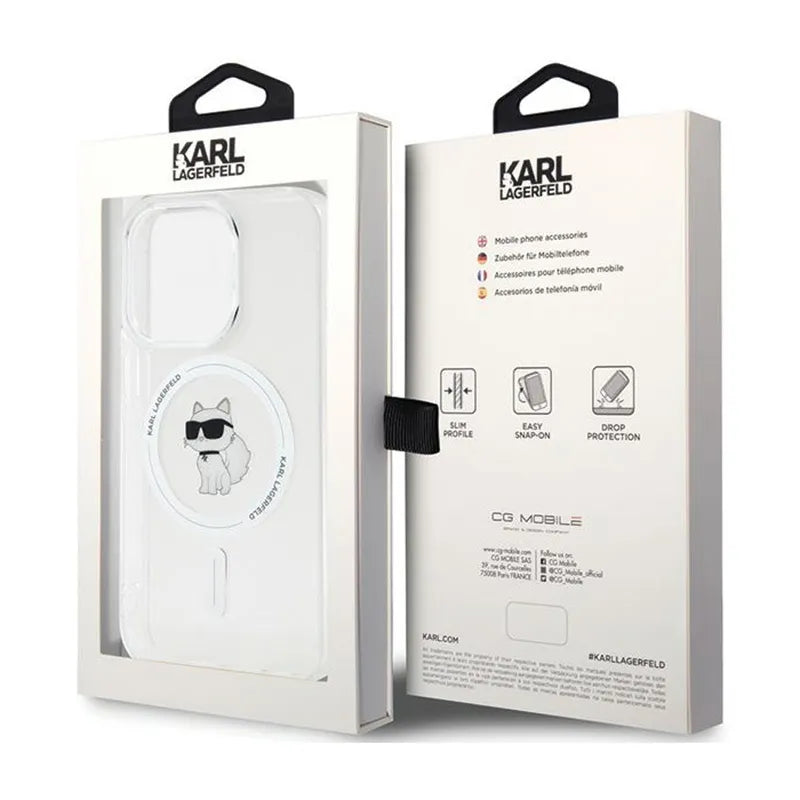 Karl Lagerfeld IML Choupette MagSafe – dėklas, skirtas iPhone 14 Pro (permatomas)