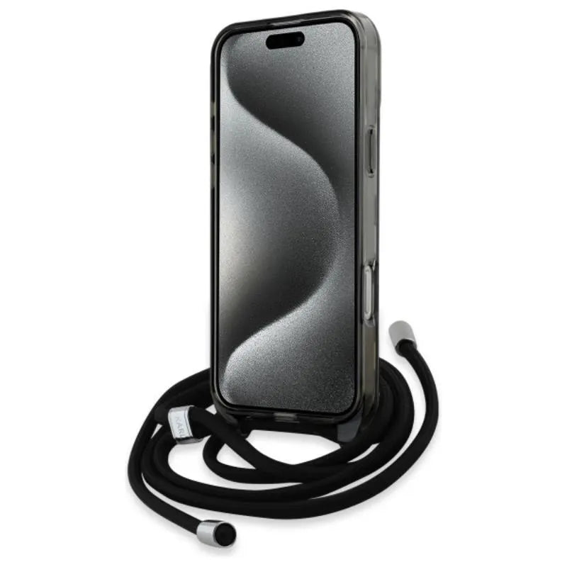 Karl Lagerfeld IML Crossbody Monogram Karl & Choupette Head MagSafe – dėklas iPhone 16 Pro (juodas)