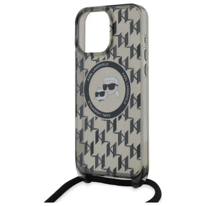Karl Lagerfeld IML Crossbody Monogram Karl & Choupette Head MagSafe – dėklas iPhone 16 Pro (juodas)