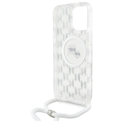 Karl Lagerfeld IML Crossbody Monogram Karl & Choupette Head MagSafe – dėklas iPhone 16 Pro (permatomas)