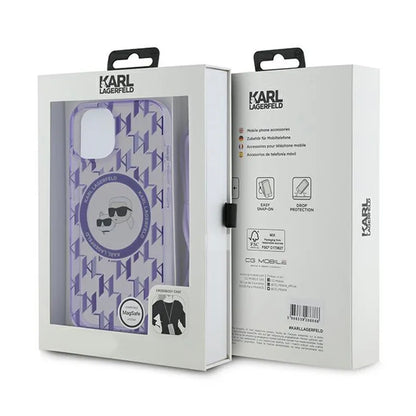 Karl Lagerfeld IML „Crossbody Monogram Karl & Choupette Head MagSafe“ – dėklas, skirtas „iPhone 15 / 14 / 13“ (violetinis)
