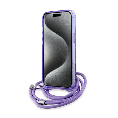 Karl Lagerfeld IML „Crossbody Monogram Karl & Choupette Head MagSafe“ – dėklas, skirtas „iPhone 15 / 14 / 13“ (violetinis)