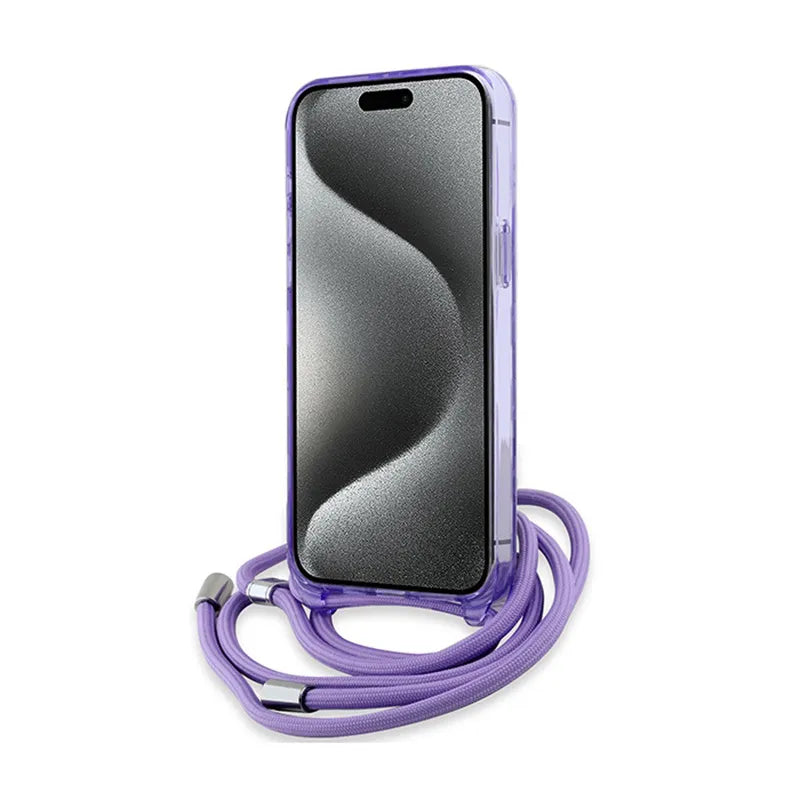 Karl Lagerfeld IML Crossbody Monogram Karl & Choupette Head MagSafe – dėklas, skirtas iPhone 15 Pro Max (violetinės spalvos)
