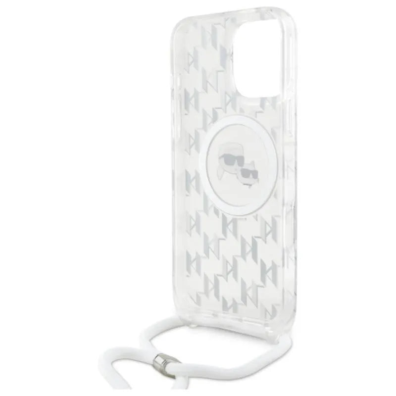 Karl Lagerfeld IML Crossbody Monogram Karl & Choupette Head MagSafe – dėklas, skirtas iPhone 16 Pro Max (skaidrus)