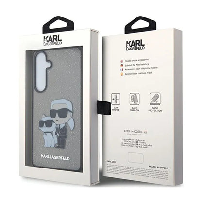 Karl Lagerfeld IML Glitter Karl & Choupette – dėklas, skirtas Samsung Galaxy S24+ (juodas)