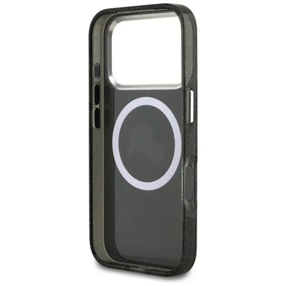 Karl Lagerfeld IML Glitter Karl & Choupette Heads Logo MagSafe - dėklas iPhone 17 Pro (juodas)