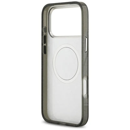 Karl Lagerfeld IML Glitter Karl & Choupette Heads Logo MagSafe - dėklas telefonui iPhone 17 Pro Max (juodas)