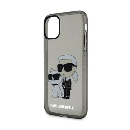 Karl Lagerfeld IML Glitter Karl & Choupette – iPhone 11 dėklas (juodas)