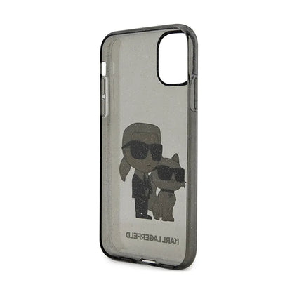 Karl Lagerfeld IML Glitter Karl & Choupette – iPhone 11 dėklas (juodas)