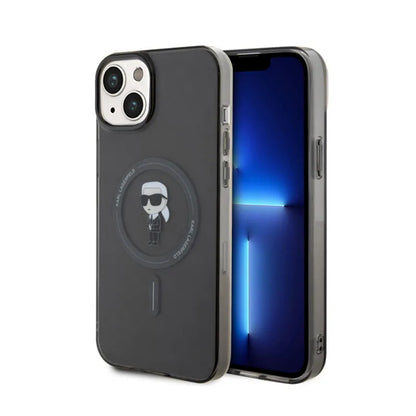 Karl Lagerfeld IML Ikonik MagSafe – dėklas iPhone 15 Plus (juodas)