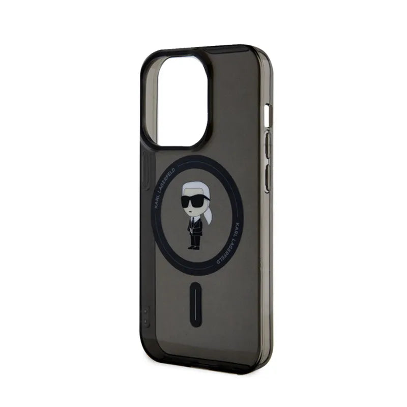 Karl Lagerfeld IML Ikonik MagSafe – dėklas, skirtas „iPhone 15 Pro“ (juoda spalva)