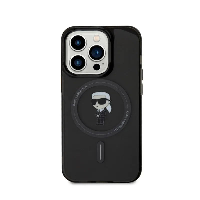 Karl Lagerfeld IML Ikonik MagSafe – dėklas, skirtas „iPhone 15 Pro“ (juoda spalva)