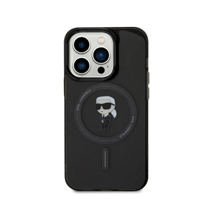 Karl Lagerfeld IML Ikonik MagSafe – dėklas, skirtas „iPhone 15 Pro“ (juoda spalva)