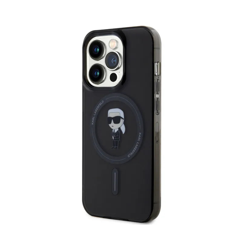 Karl Lagerfeld IML Ikonik MagSafe – dėklas, skirtas „iPhone 15 Pro“ (juoda spalva)