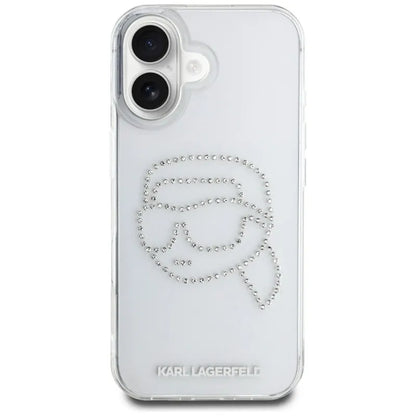 Karl Lagerfeld IML Kalnų krištolo Karlo Galva - Dėklas iPhone 16 (skaidrus)