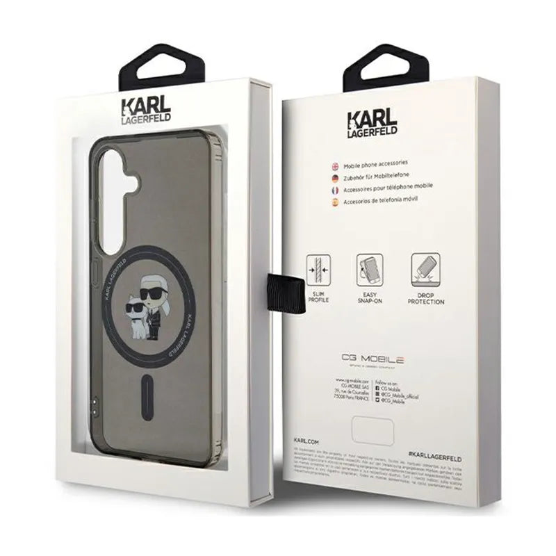 Karl Lagerfeld IML Karl & Choupette Glitter MagSafe - Samsung Galaxy S24 dėklas (juodas)