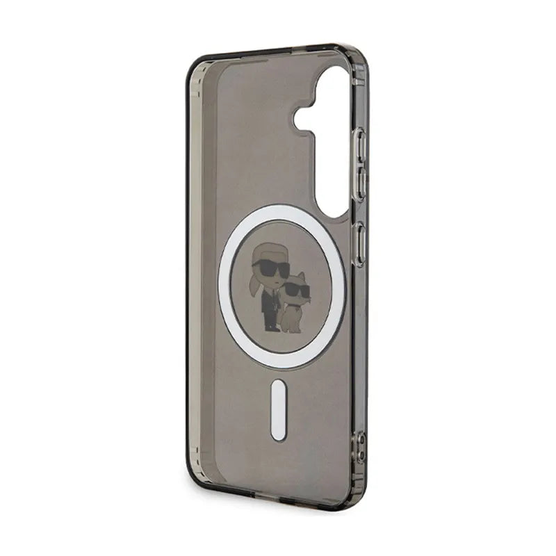 Karl Lagerfeld IML Karl & Choupette Glitter MagSafe - Samsung Galaxy S24 dėklas (juodas)