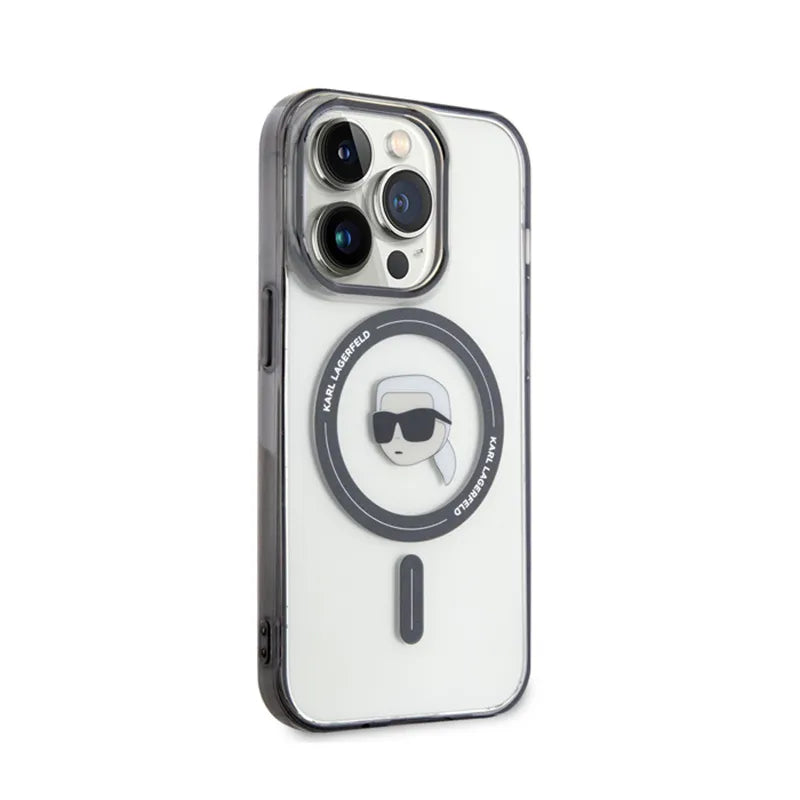 Karl Lagerfeld IML Karl Head MagSafe – dėklas iPhone 15 Pro (skaidrus)