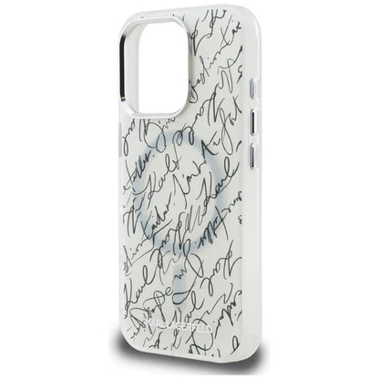 Karl Lagerfeld IML Karl Script Raštas MagSafe Dėklas, skirtas iPhone 16 Pro Max (baltas)