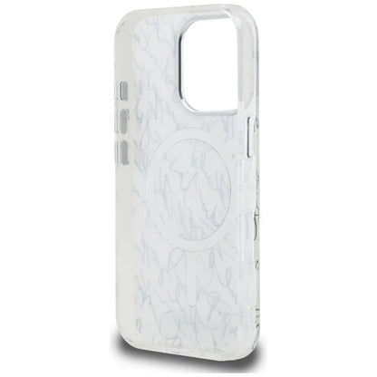 Karl Lagerfeld IML Karl Script Raštas MagSafe Dėklas, skirtas iPhone 16 Pro Max (baltas)