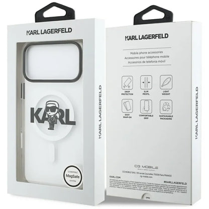 Karl Lagerfeld IML Karl Sketch Logo MagSafe dėklas iPhone 17 Pro Max (Skaidrus)