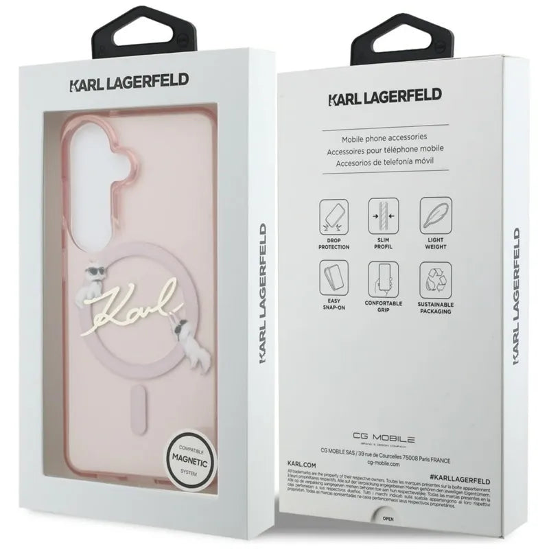 Karl Lagerfeld IML KC Script MagSafe dėklas - Samsung Galaxy S26 (Rožinis)