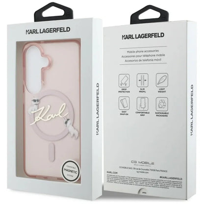Karl Lagerfeld IML KC Script MagSafe dėklas - Samsung Galaxy S26 (Rožinis)