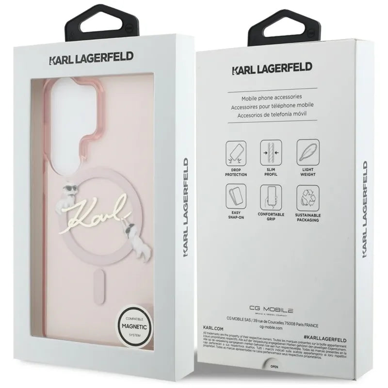 Karl Lagerfeld IML KC Script MagSafe dėklas - Samsung Galaxy S26 Ultra (Rožinis)