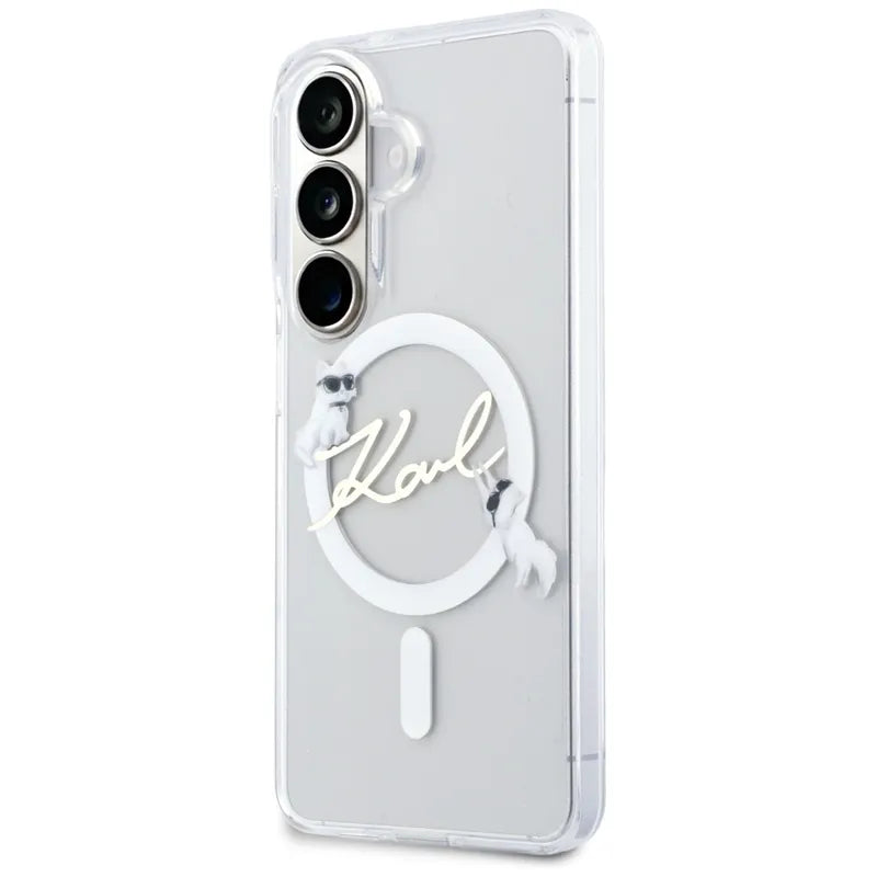 Karl Lagerfeld IML KC Script MagSafe - Samsung Galaxy S26 dėklas (Skaidrus)