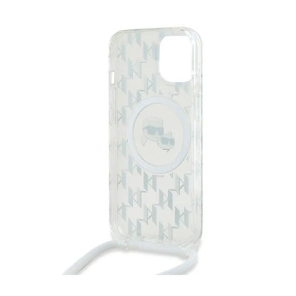 Karl Lagerfeld IML krepšys ant peties Monogram Karl & Choupette Head MagSafe – iPhone 15 / 14 / 13 dėklas (skaidrus)