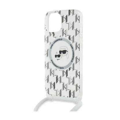 Karl Lagerfeld IML krepšys ant peties Monogram Karl & Choupette Head MagSafe – iPhone 15 / 14 / 13 dėklas (skaidrus)