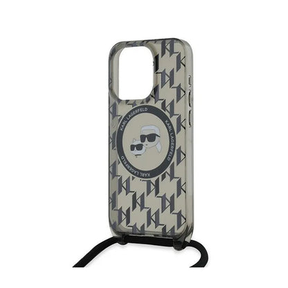 Karl Lagerfeld IML kryžminis krepšys su monograma Karl & Choupette galva MagSafe - dėklas, skirtas iPhone 15 Pro (juodas)