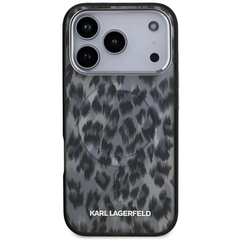 Karl Lagerfeld IML Leopard Pattern MagSafe - Dėklas, skirtas iPhone 17 Pro (juodas)