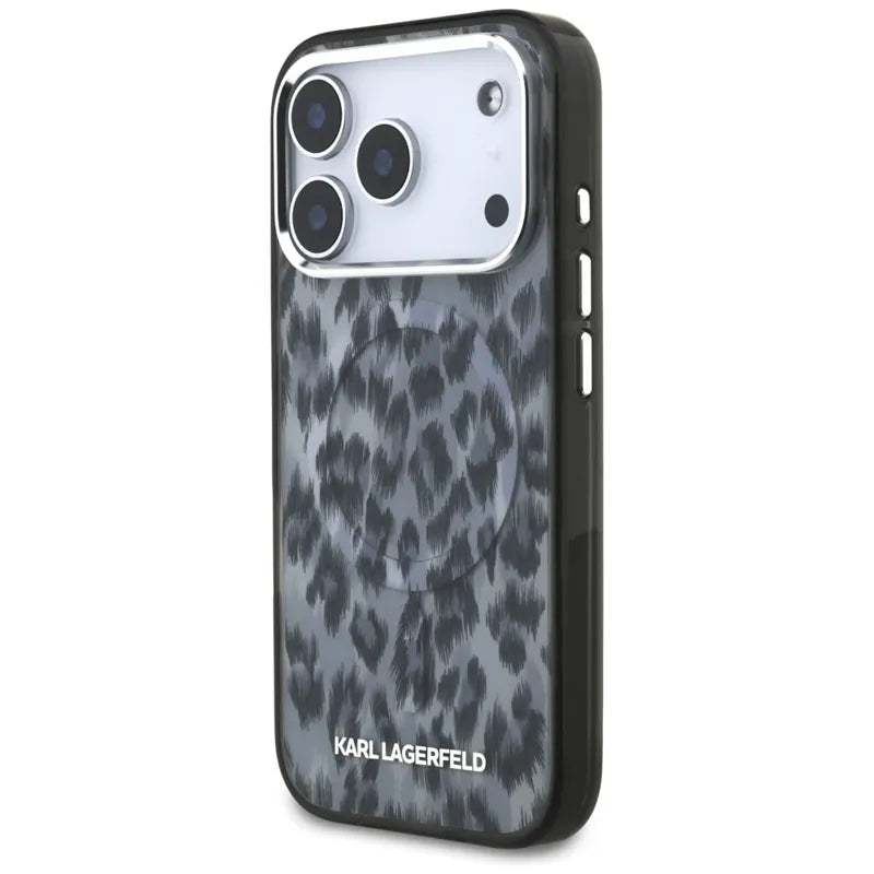 Karl Lagerfeld IML Leopard Pattern MagSafe - Dėklas, skirtas iPhone 17 Pro (juodas)