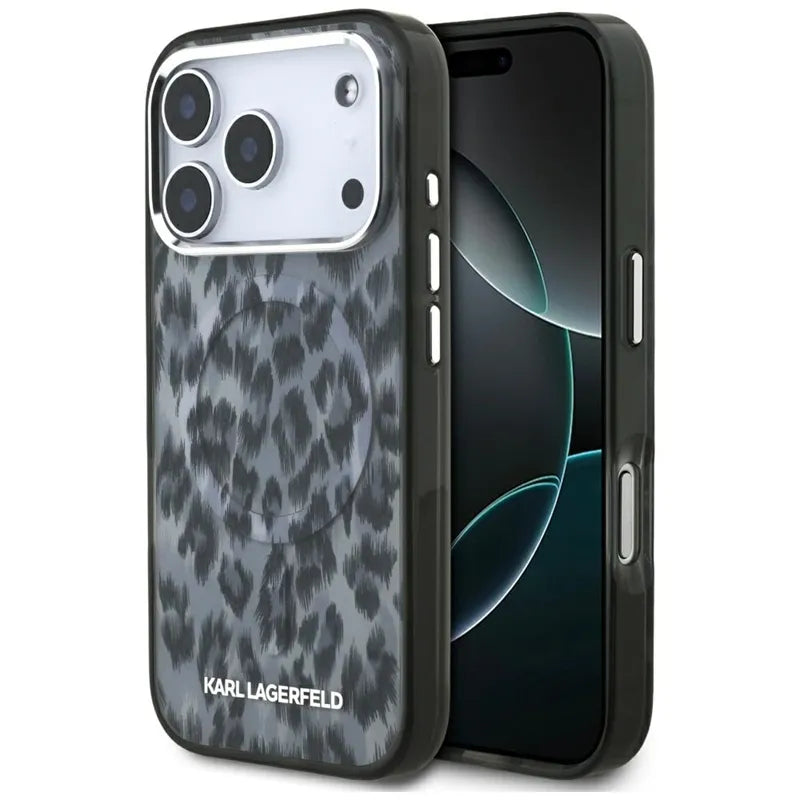 Karl Lagerfeld IML Leopard Pattern MagSafe - Dėklas, skirtas iPhone 17 Pro (juodas)