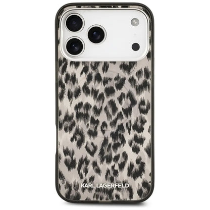 Karl Lagerfeld IML Leopardinis raštas MagSafe dėklas, skirtas iPhone 17 Pro Max (rudas)