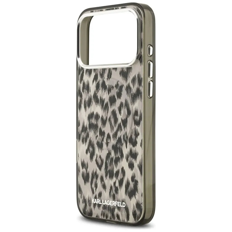 Karl Lagerfeld IML Leopardinis raštas MagSafe dėklas, skirtas iPhone 17 Pro Max (rudas)