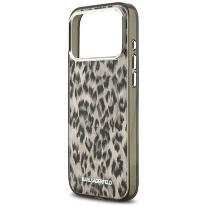 Karl Lagerfeld IML Leopardinis raštas MagSafe dėklas, skirtas iPhone 17 Pro Max (rudas)