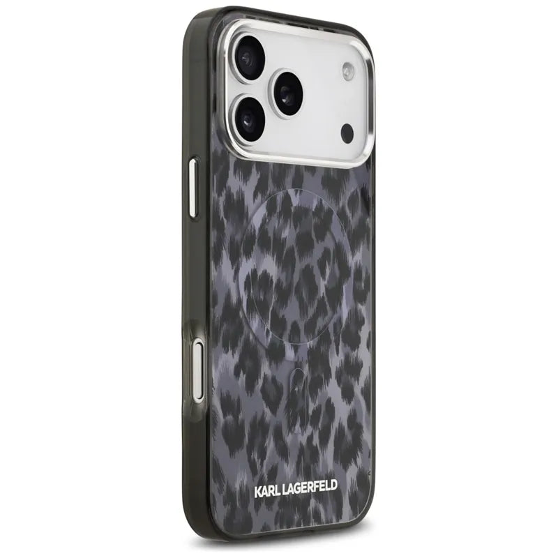 Karl Lagerfeld IML Leopardo raštas MagSafe - Dėklas iPhone 17 Pro Max (juodas)