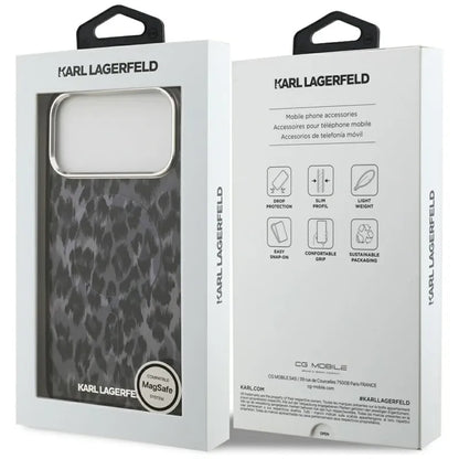 Karl Lagerfeld IML Leopardo raštas MagSafe - Dėklas iPhone 17 Pro Max (juodas)