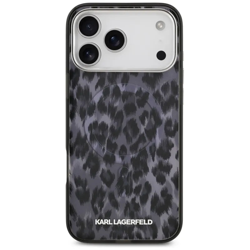 Karl Lagerfeld IML Leopardo raštas MagSafe - Dėklas iPhone 17 Pro Max (juodas)