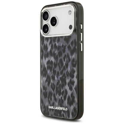 Karl Lagerfeld IML Leopardo raštas MagSafe - Dėklas iPhone 17 Pro Max (juodas)