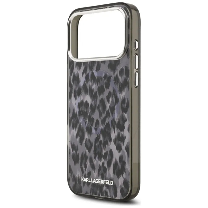 Karl Lagerfeld IML Leopardo raštas MagSafe - Dėklas iPhone 17 Pro Max (juodas)