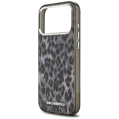 Karl Lagerfeld IML Leopardo raštas MagSafe - Dėklas iPhone 17 Pro Max (juodas)
