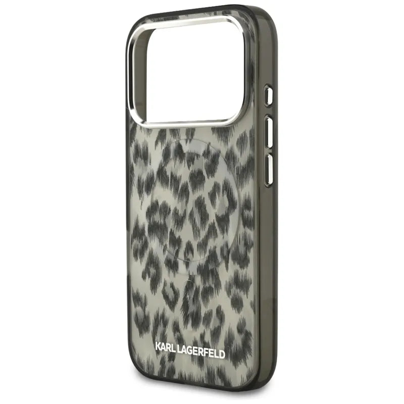 Karl Lagerfeld IML Leopardo rašto MagSafe dėklas iPhone 17 Pro (ruda)