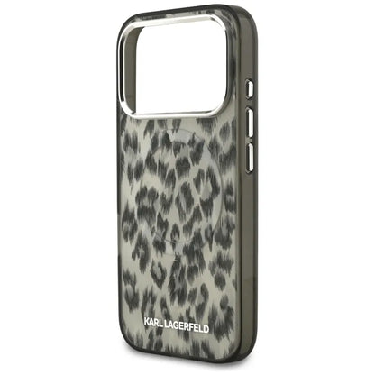 Karl Lagerfeld IML Leopardo rašto MagSafe dėklas iPhone 17 Pro (ruda)
