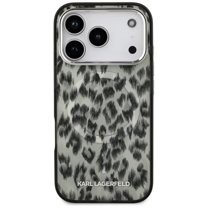 Karl Lagerfeld IML Leopardo rašto MagSafe dėklas iPhone 17 Pro (ruda)