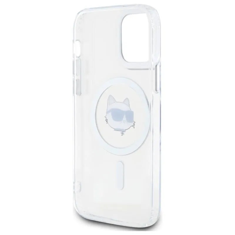 Karl Lagerfeld IML Metal Choupette Head MagSafe – Dėklas iPhone 12 / iPhone 12 Pro (baltas)
