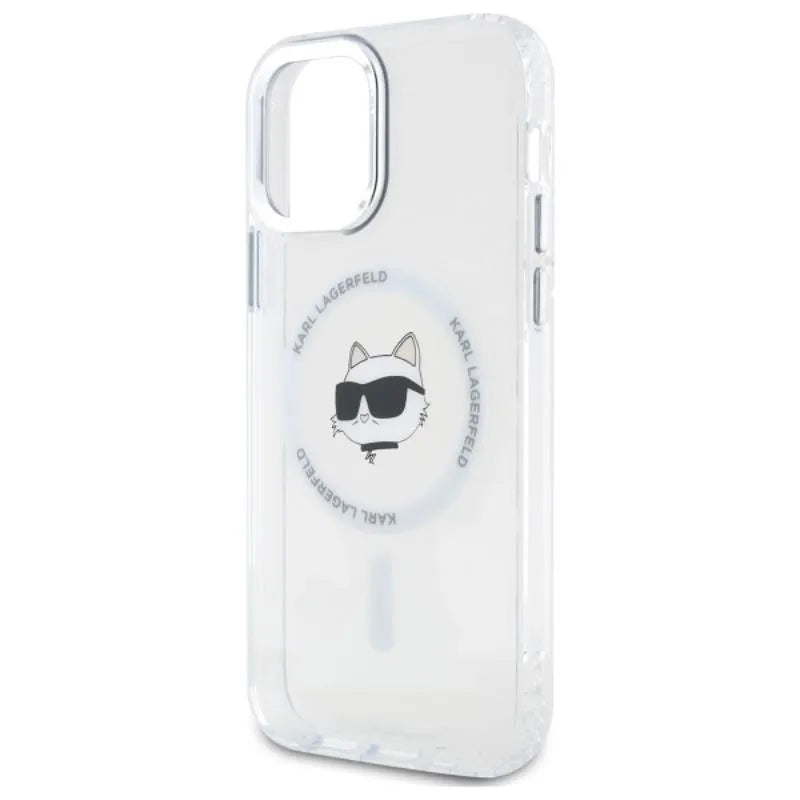 Karl Lagerfeld IML Metal Choupette Head MagSafe – Dėklas iPhone 12 / iPhone 12 Pro (baltas)